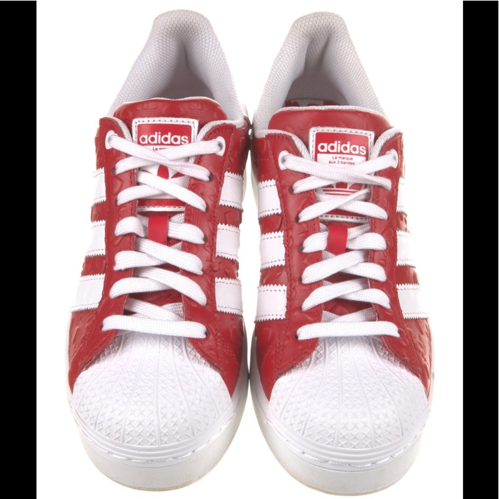 Adidas Red Striped Leather Sneakers